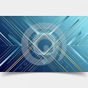 In light blue and gold, surrounded by a symmetrical array of