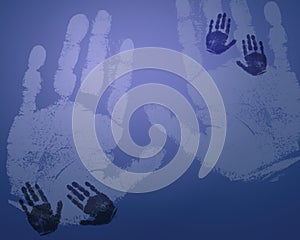 Light blue hand prints