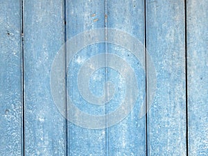 light blue painted on rustic wooden plank floor or wood fence texture background