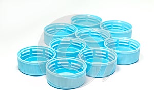 Light blue plastic bottle caps