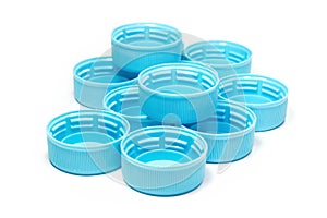 Light blue plastic bottle caps