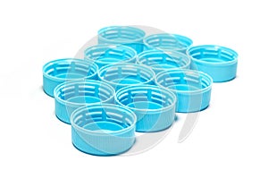 Light blue plastic bottle caps