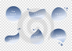 Light blue premium banner with water drop icon vectors, ocean clear crystal tag sale on transparency background