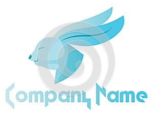 Light blue rabbit head vector logo illustration on a