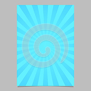 Light blue retro geometrical sun burst brochure, card template - vector stationery background from radial stripe pattern