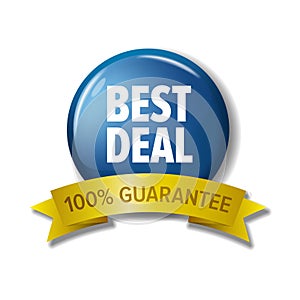 Light blue sign with text `Best Deal 100% guarantee`