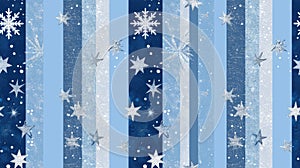 light blue and silver glitter stripes seamless pattern, starry night sky background,