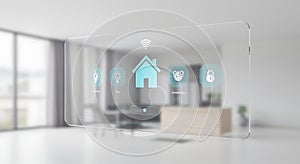 Light Blue Smart Home Control Panel Interface Icons Modern Interior