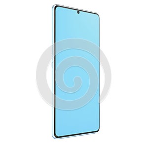 Light blue smartphone mockup isolated on white