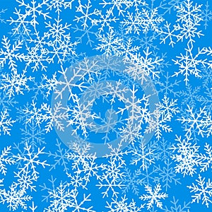 Light blue snowflakes pattern on blue Christmas.