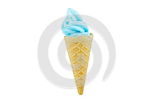 Light blue soft serve ice cream isolated on white background with clipping path
