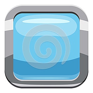 Light blue square button icon, cartoon style