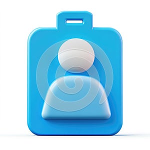 3D Render of a Blue User Profile Icon with Rounded Edges