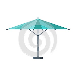 Light Blue Sunshade Umbrella, Modern Garden Furniture Design Flat Vector Illustration