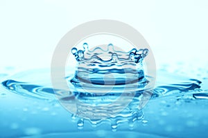 light blue transparent water wave surface with splash bubble on water