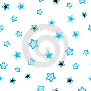 Light BLUE vector seamless background with colored stars.