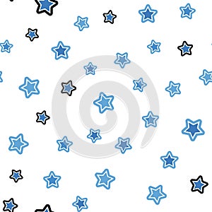 Light BLUE vector seamless background with colored stars.