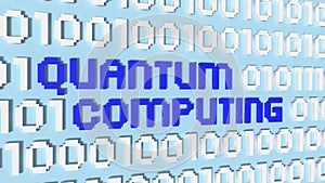 Light blue wall wil binary streams quantum computing concept