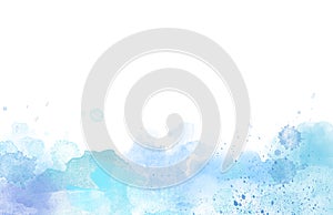 Light Blue Watercolor paint border isolated on white