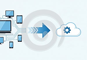 Light blue and white colors, emphasizing technology and digital connectivity