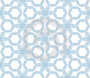 Light blue and white vintage seamless pattern. Floral ornamental monochrome damask background