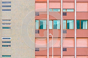 Light blue windows in modern building exterior