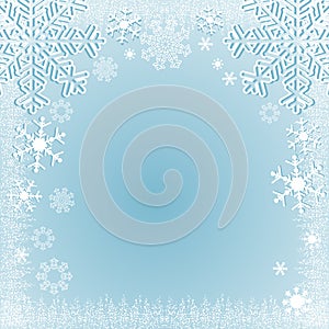 Light blue winter seasonal Background with Snowflakes.