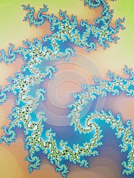 Light blue and yellow fractal swirls