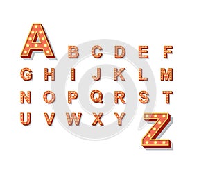 Light Box style light bulb alphabet