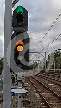 Light box Train moving through Station in Sydney CBD NSW Australia