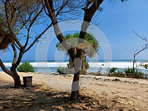 a light breeze with the waves of the beach in the scorching heat of the sun