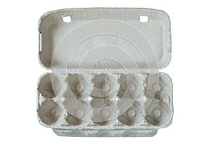 A light brown egg carton box isolated on a white background. Top view.