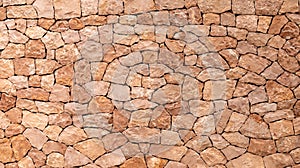 Light brown sandstone wall, stone wall background.
