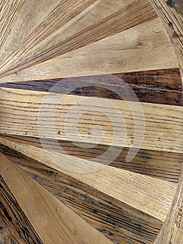 Light brown wood marquetry marquetry in sunburst pattern