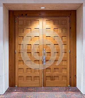 Light Brown Wooden Double Doors photo
