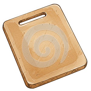 Light Brown Wooden Rectangular Cutting Board Illustration