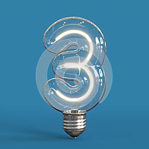 Light bulb 3d font 3d rendering number 3