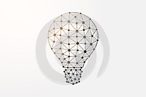 Light bulb 3d low poly symbol with connected dots. Idea, inspiration design vector illustration. Innovation polygonal