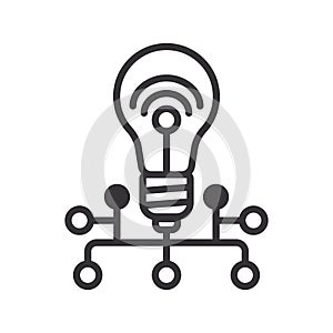 Light bulb AI Automation line icon