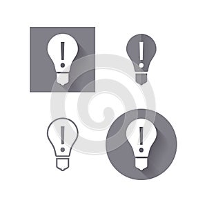 Light bulb, attention icon for user interface.