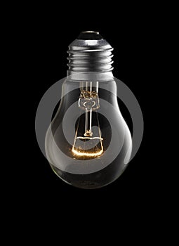 Light bulb on black