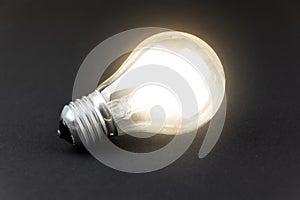 light bulb on a black background