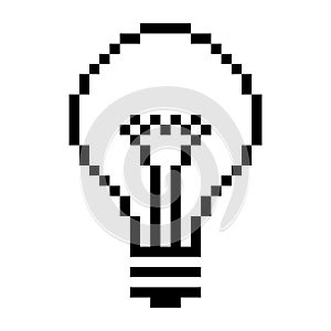 Light bulb black and white pixel art