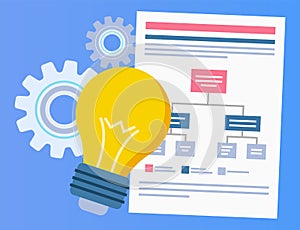 Page with Scheme, Light Bulb, Presentation Vector