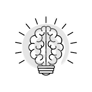 Light bulb brain icon, vector illustration