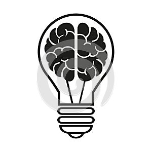 Light bulb with a brain icon. Vector illustration eps10