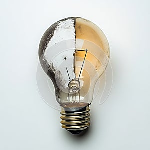 A light bulb with a broken glass inside of it