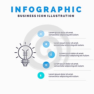 Light bulb, Bulb, Electrical, Idea, Lamp, Light Line icon with 5 steps presentation infographics Background