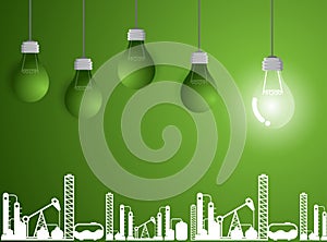 Light bulb Business on green background Success modern industry