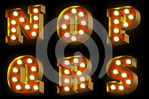 Light bulb cinema or night show 3D font